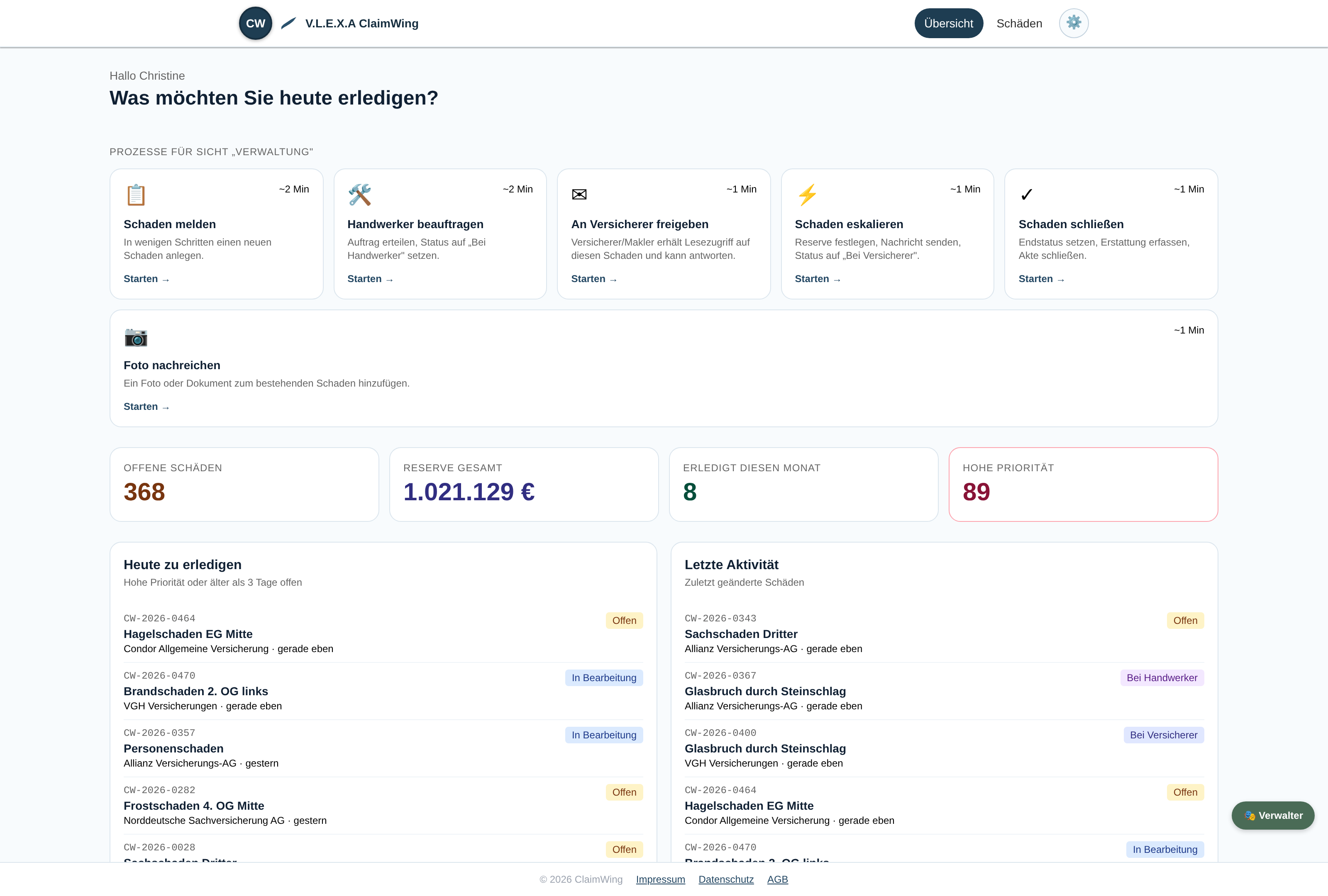 ClaimWing Dashboard